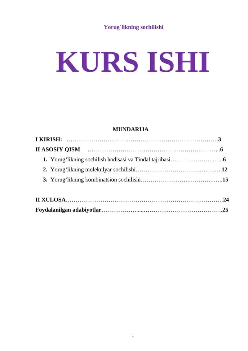Yorug`likning sochilishi 1