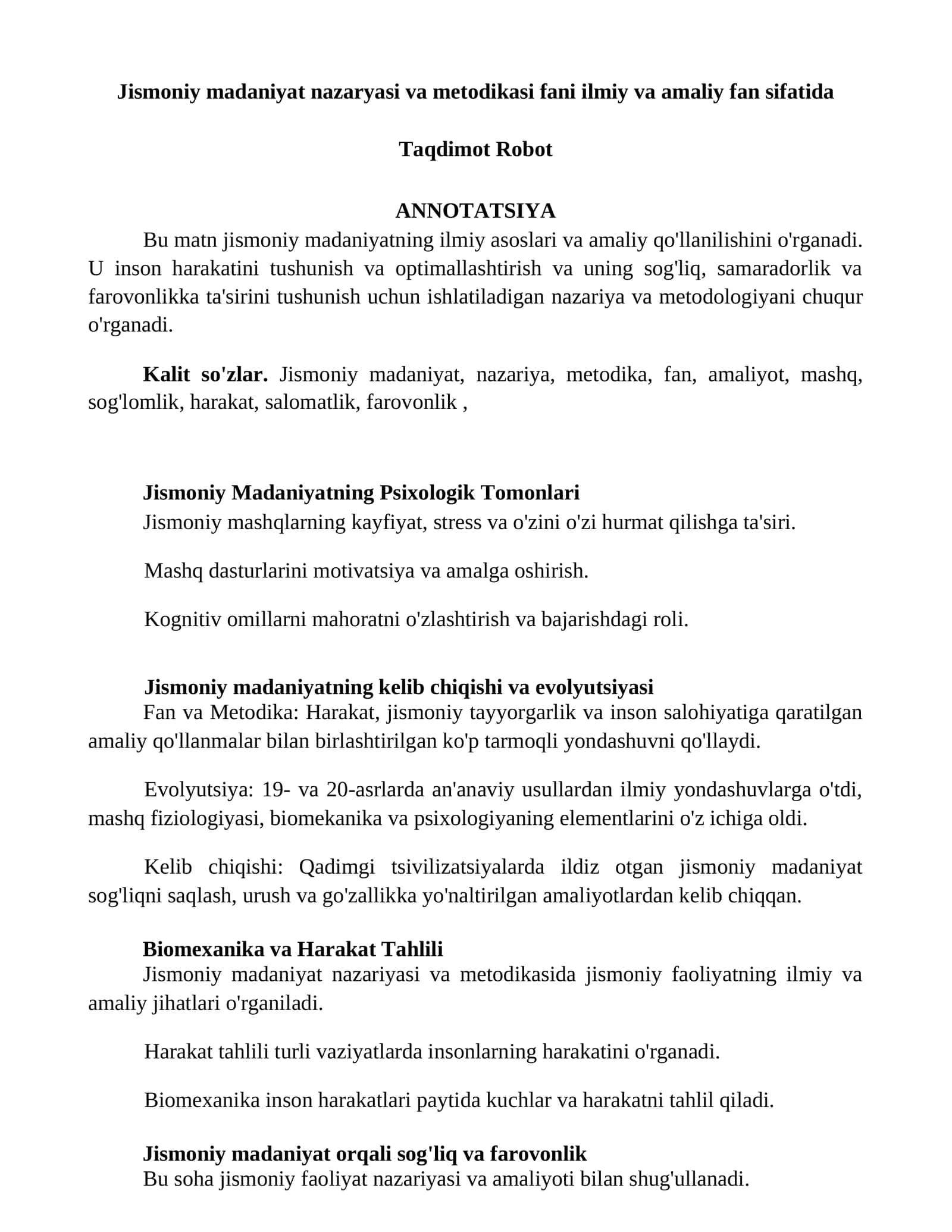 Jismoniy madaniyat nazaryasi va metodikasi 1