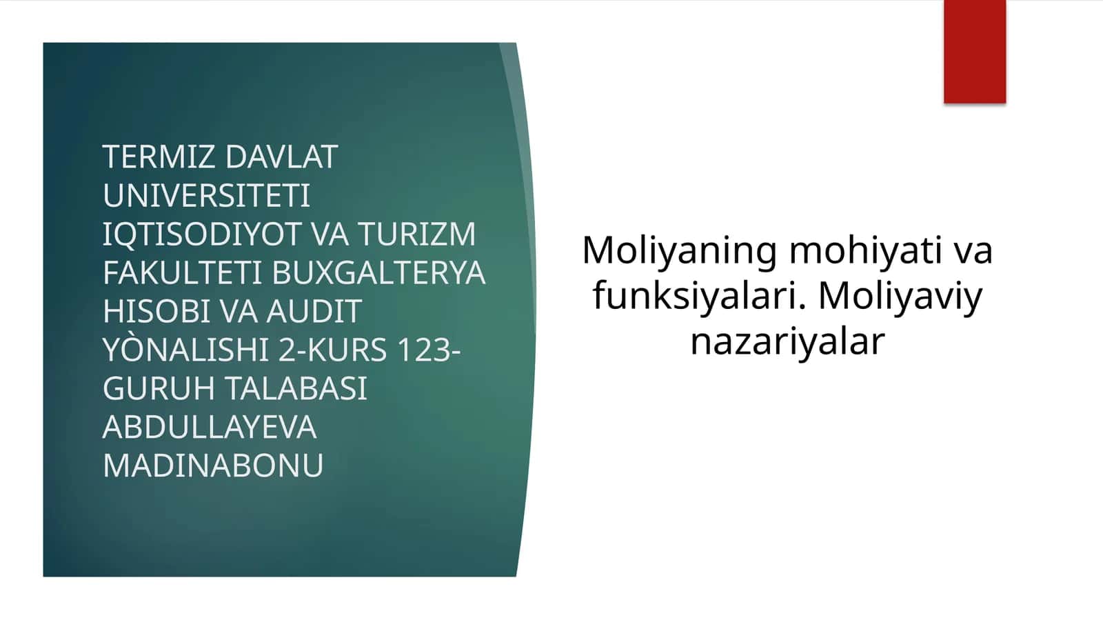 Moliyaning mohiyati va funksiyalari. Moliyaviy nazariyalar 1