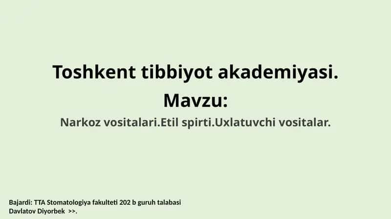 Narkoz vositalari 1