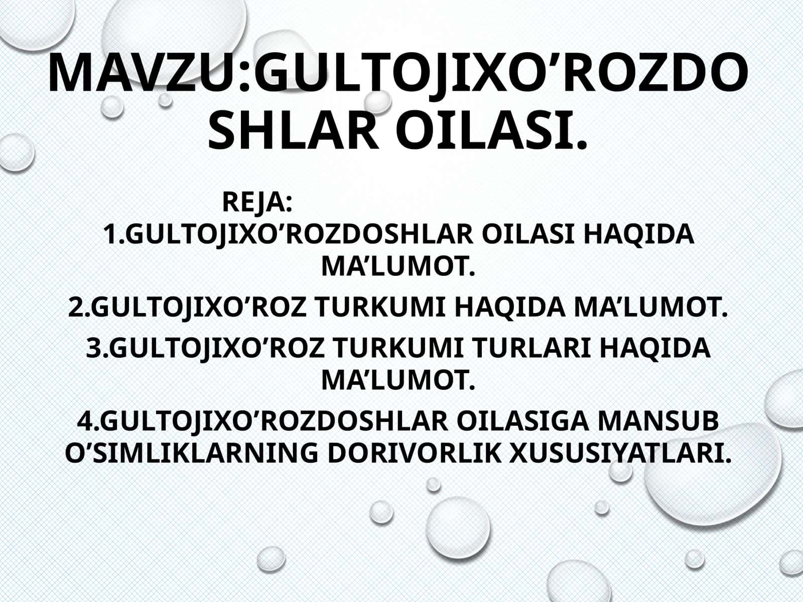 Gultojixo’rozdoshlar oilasi 1