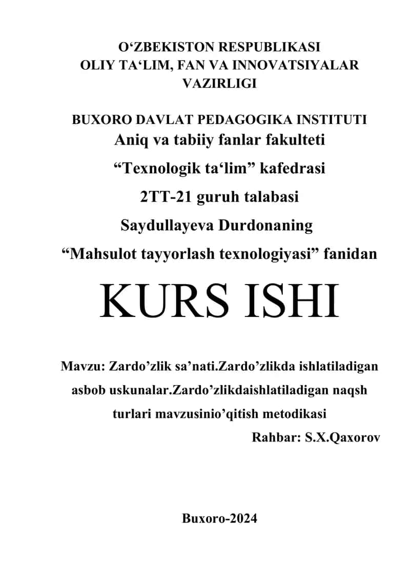 Zardo’zlik sa’nati 1