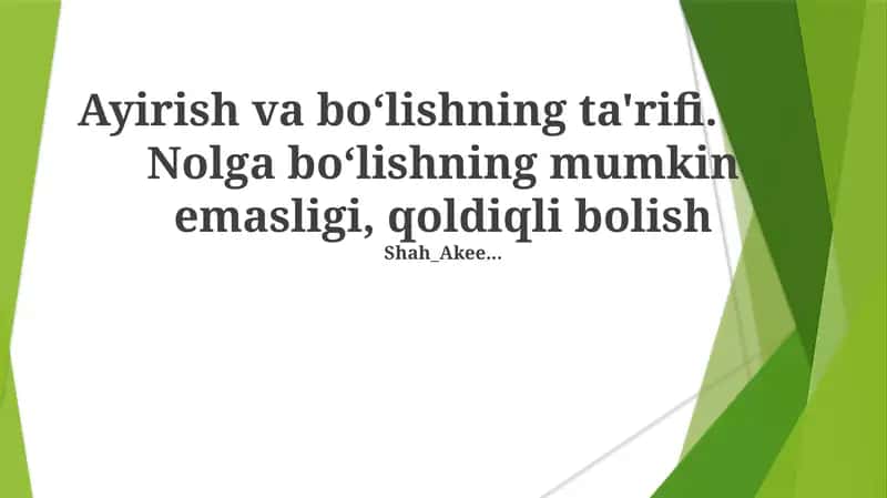 Ayirish va boʻlishning ta'rifi 1