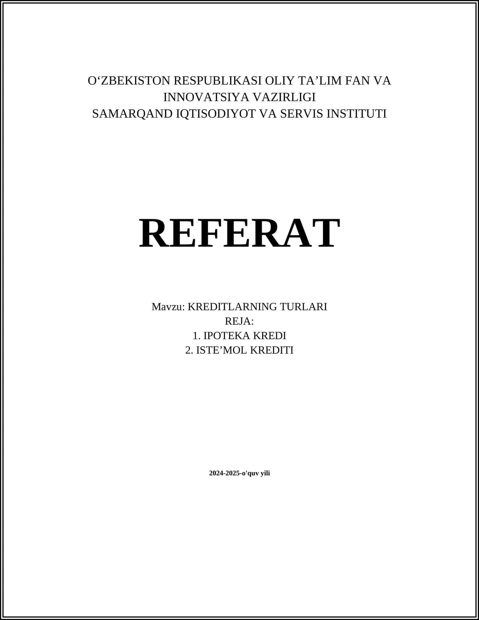KREDITLARNING TURLARI 1