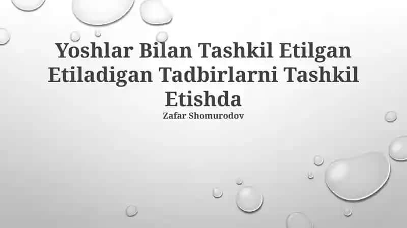 Yoshlar Bilan Tashkil Etilgan Etiladigan Tadbirlarni Tashkil Etishda