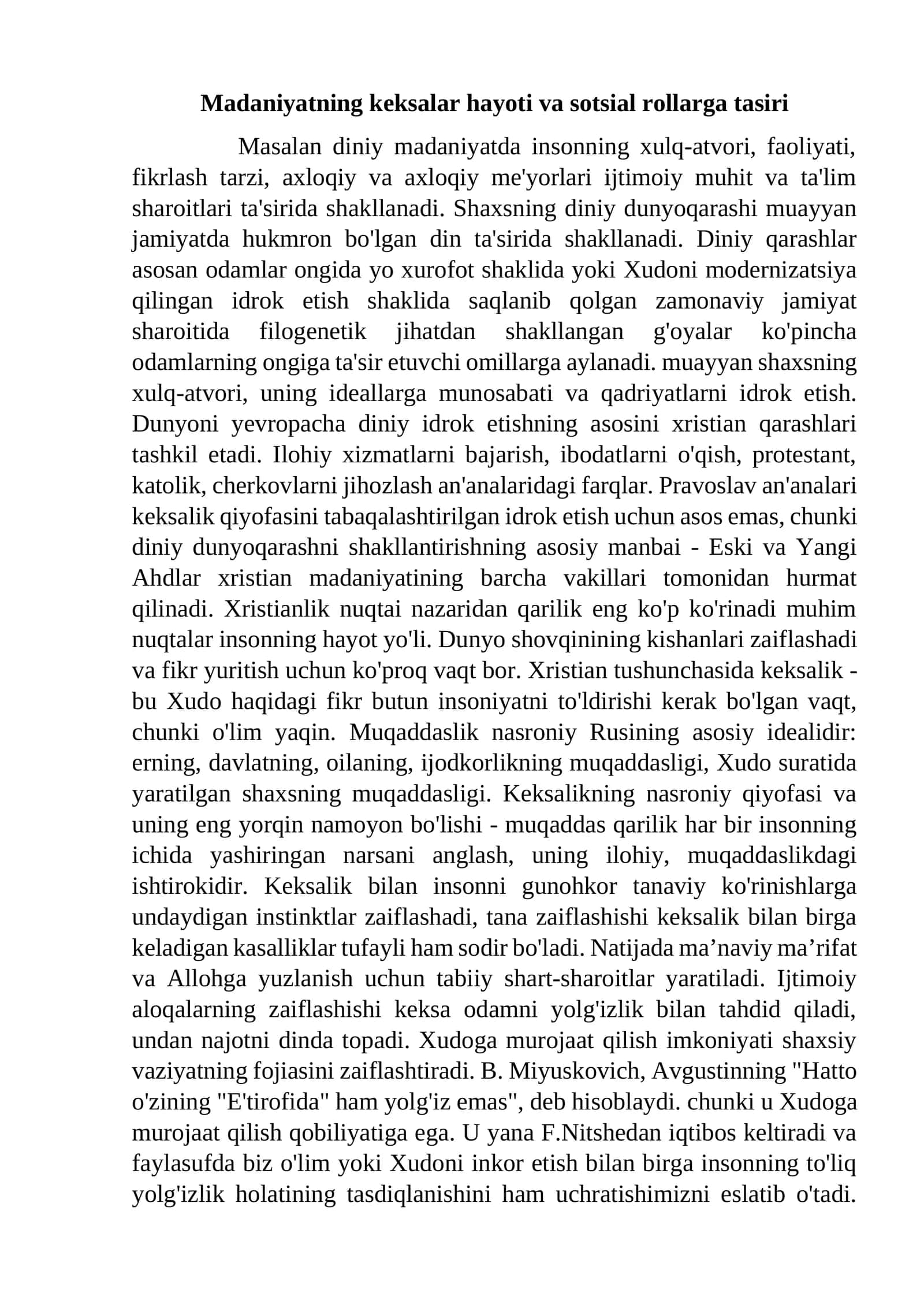 Madaniyatning keksalar hayoti va sotsial rollarga tasiri 1
