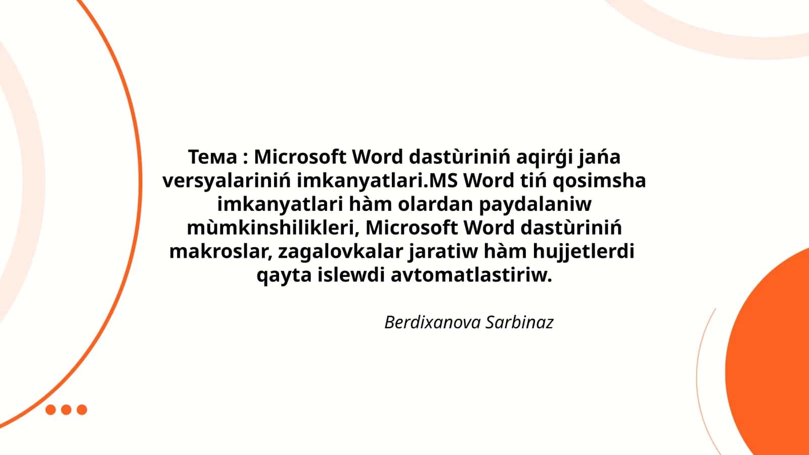 Microsoft Word dasturining imkoniylari 1