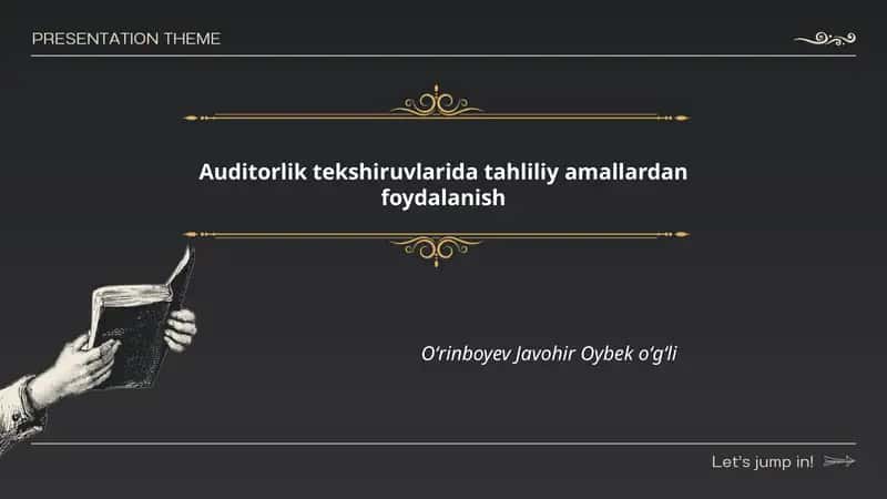 Tahliliy amallar va auditorlik 1