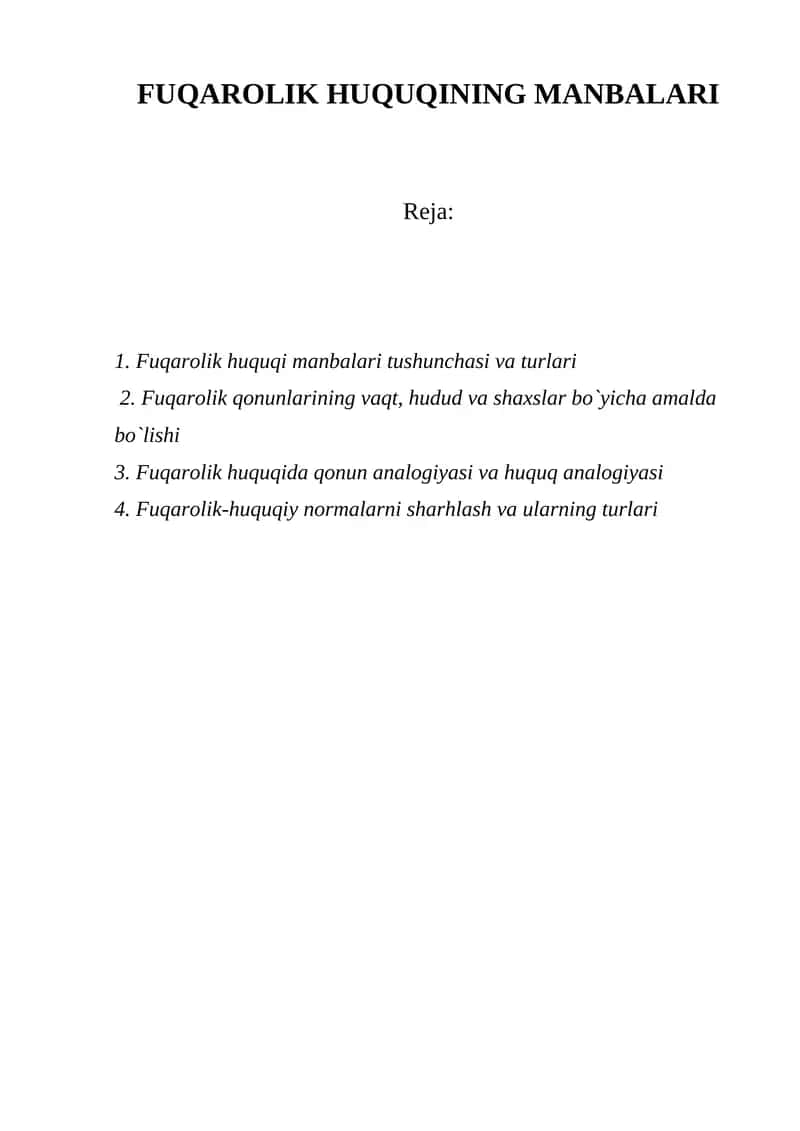 FUQAROLIK HUQUQINING MANBALARI 1