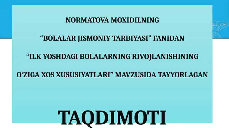 BOLALAR JISMONIY TARBIYASI 1
