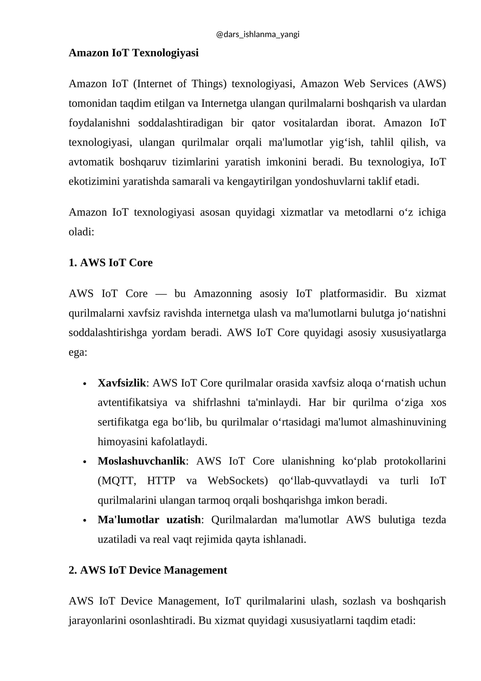 Amazon IoT Texnologiyasi 1