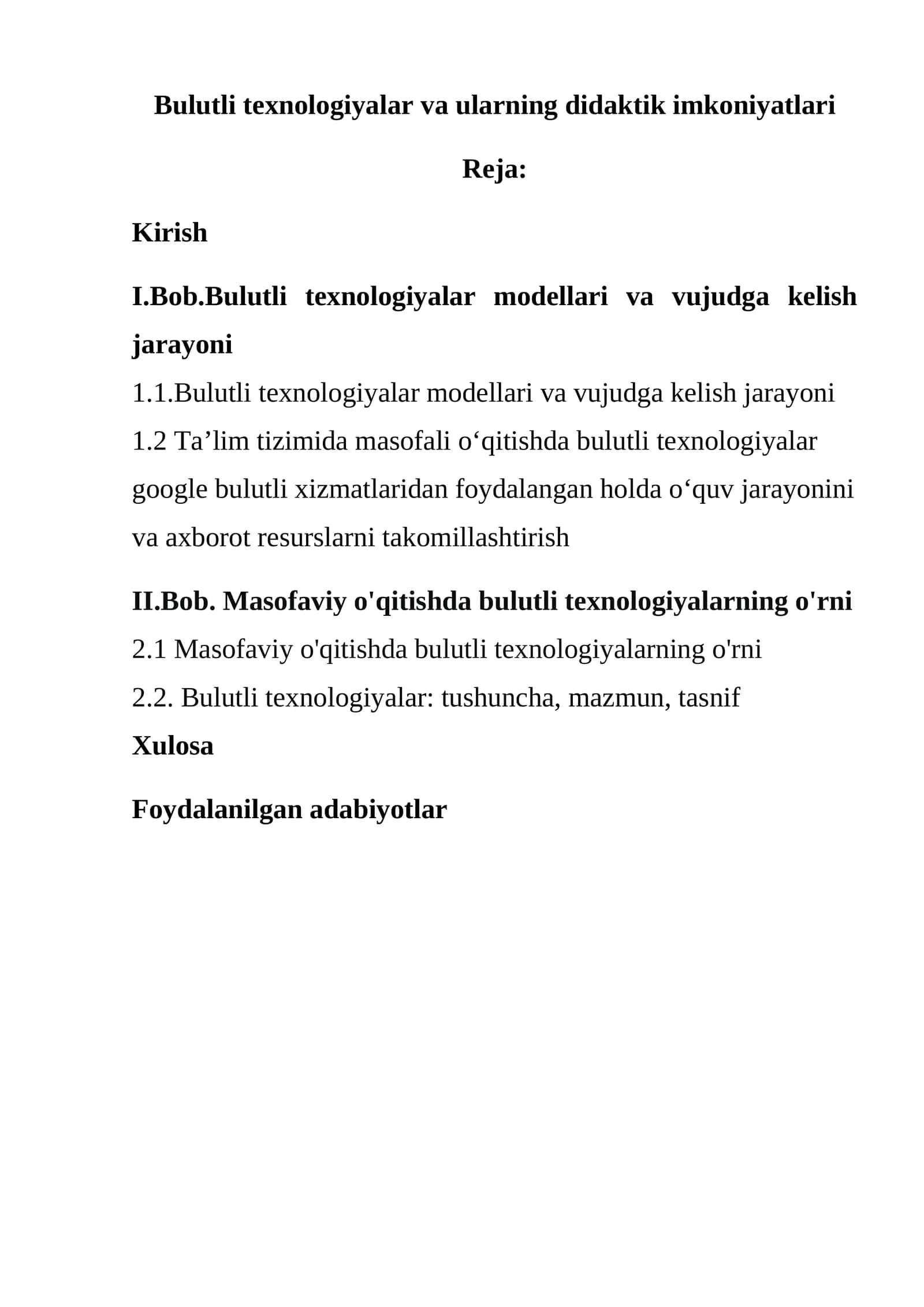 Bulutli texnologiyalar va ularning didaktik imkoniyatlari 1