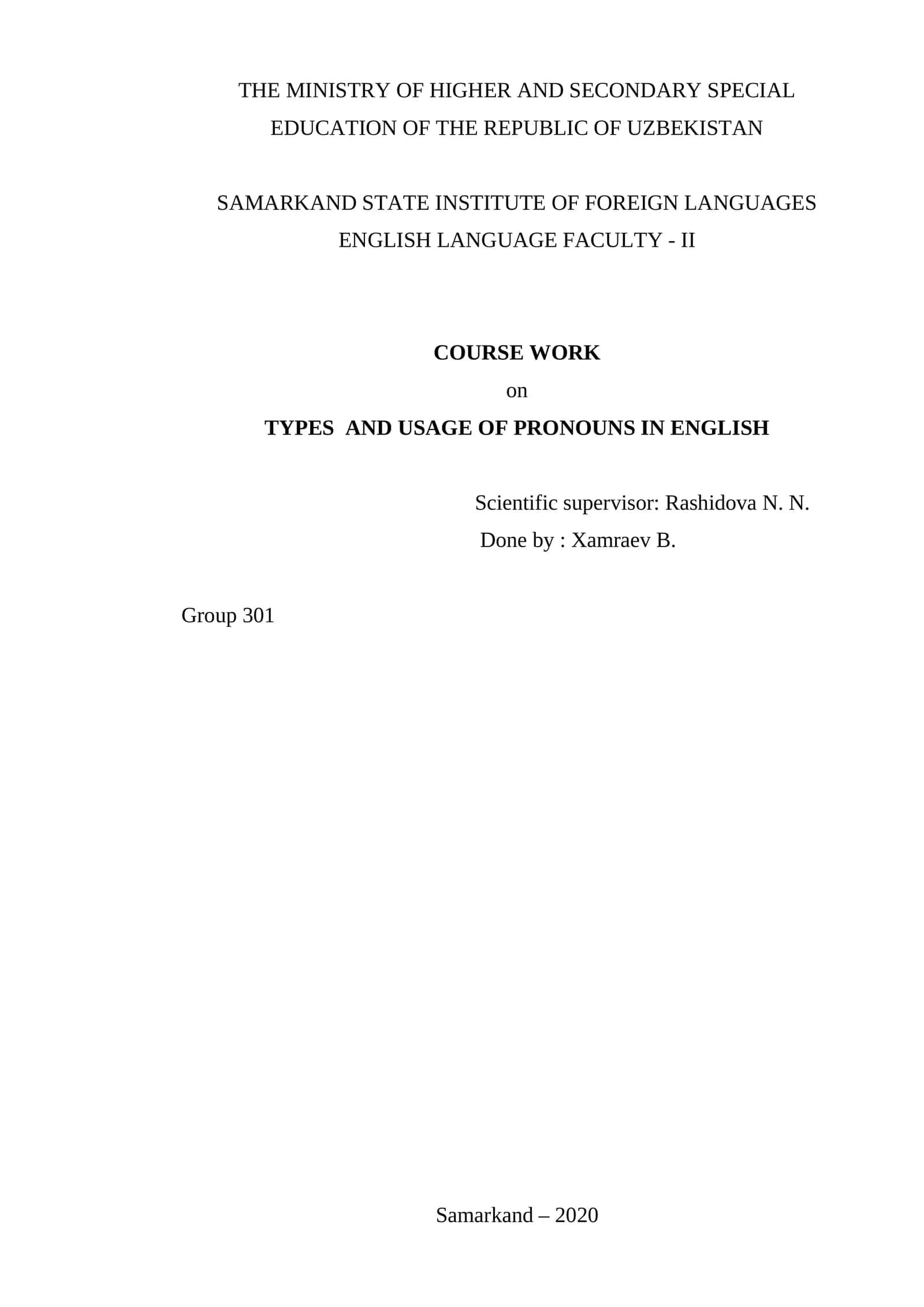 TYPES and usage OF PRONOUNS IN ENGLISH 1