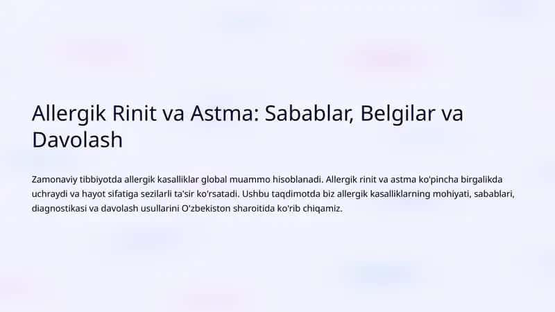 Allergik Rinit va Astma: Sabablar, Belgilar va Davolash 1