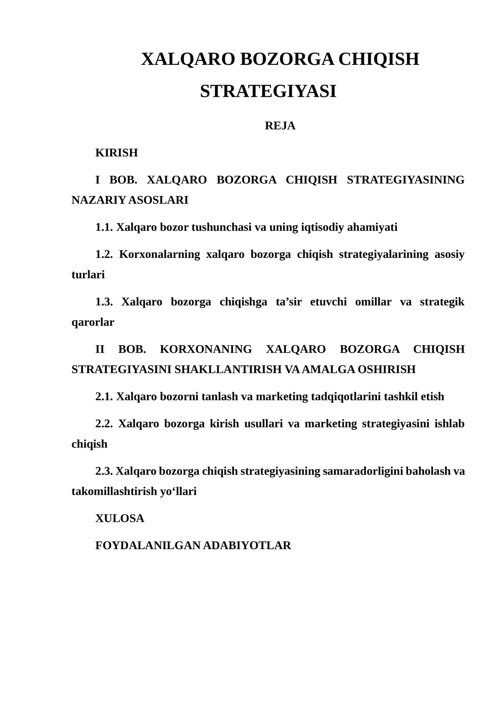 XALQARO BOZORGA CHIQISH STRATEGIYASI 1