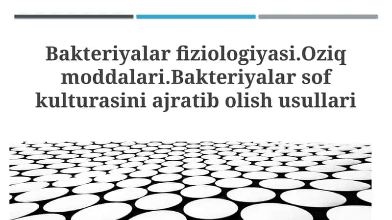 Bakteriyalar fiziologiyasi va oziqlanishi 1