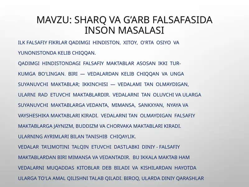 Sharqqa g'arbiy falsafa masalasi 1