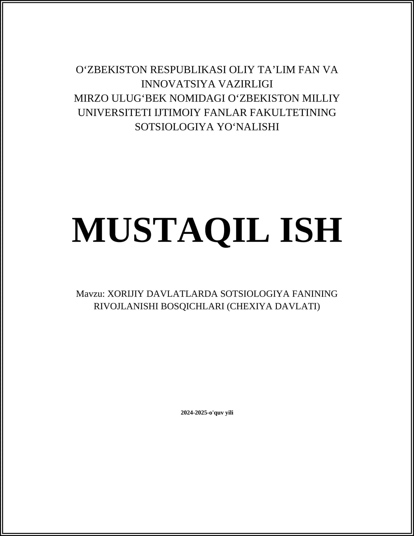 XORIJIY DAVLATLARDA SOTSIOLOGIYA FANINING RIVOJLANISHI BOSQICHLARI (CHEXIYA DAVLATI) 1