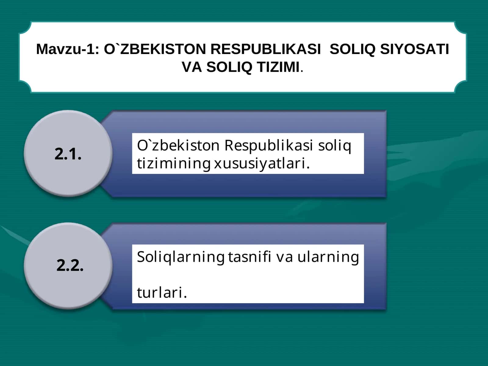 O`ZBEKISTON RESPUBLIKASISOLIQSIYOSATIVASOLIQ TIZIMI 1