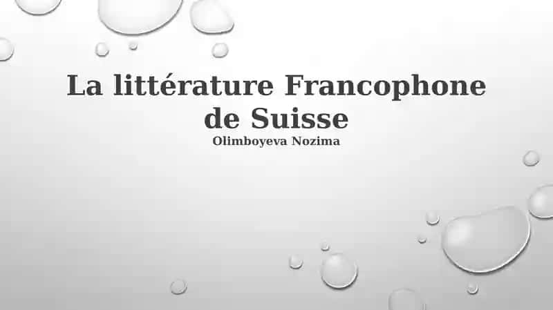 La littérature Francophone de Suisse
