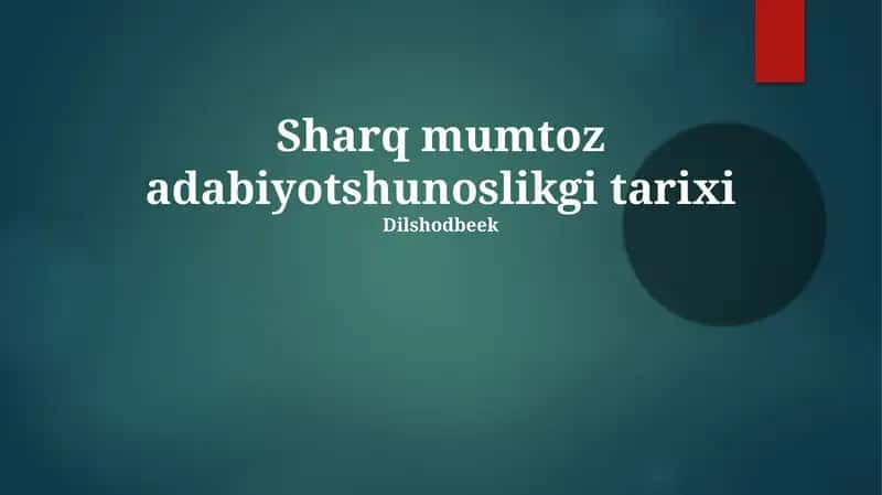 Sharq mumtoz adabiyotshunoslikgi tarixi 1