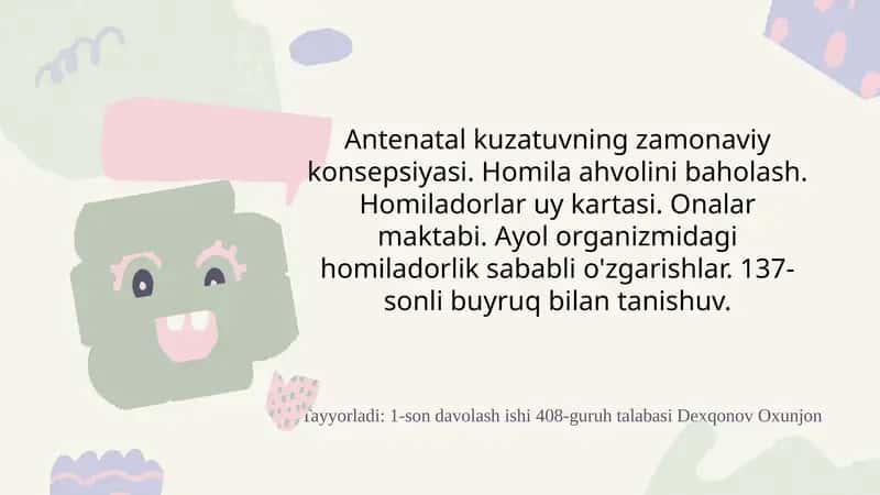 Antenatal kuzatuvning zamonaviy konsepsiyasi 1