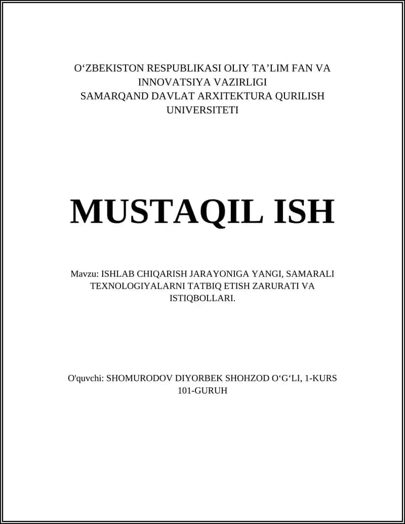 Raqamli ishlab chiqarish texnologiyalari 1