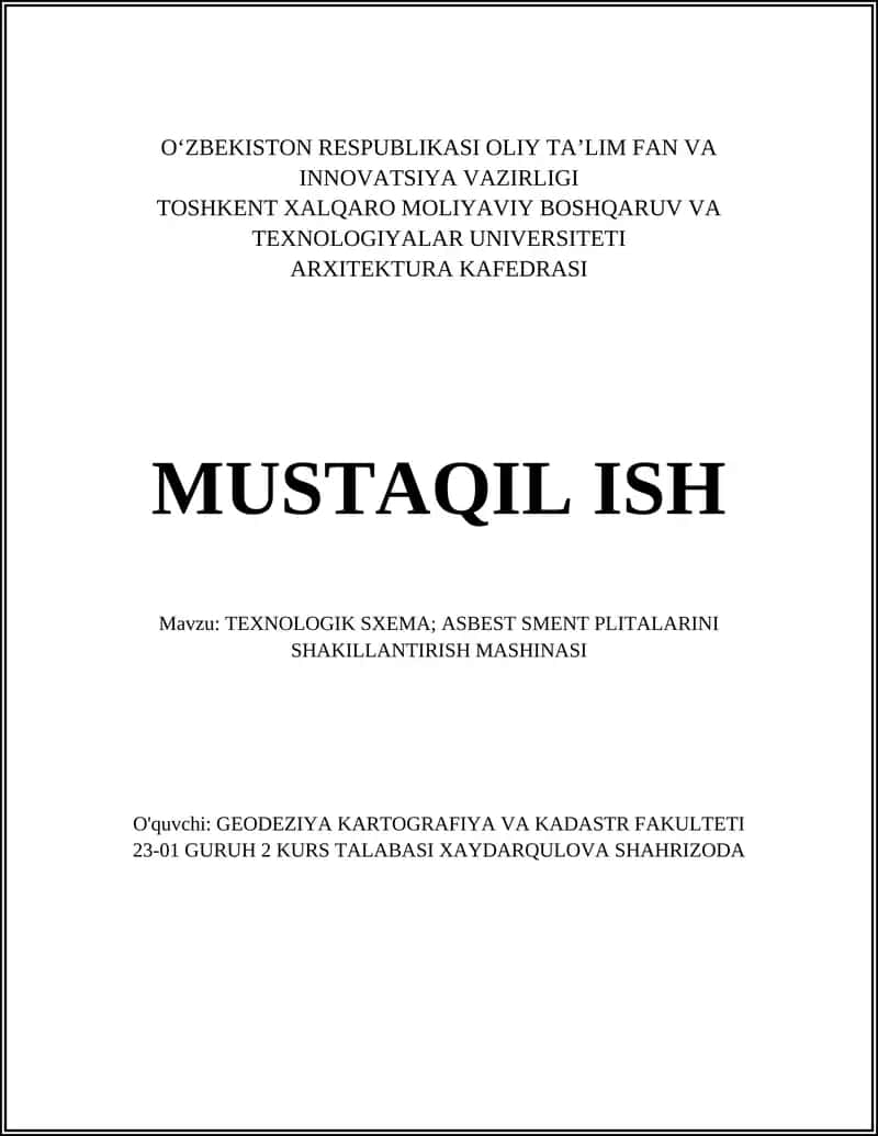 Asbest sement plitalari tayyorlash texnologiyasi 1