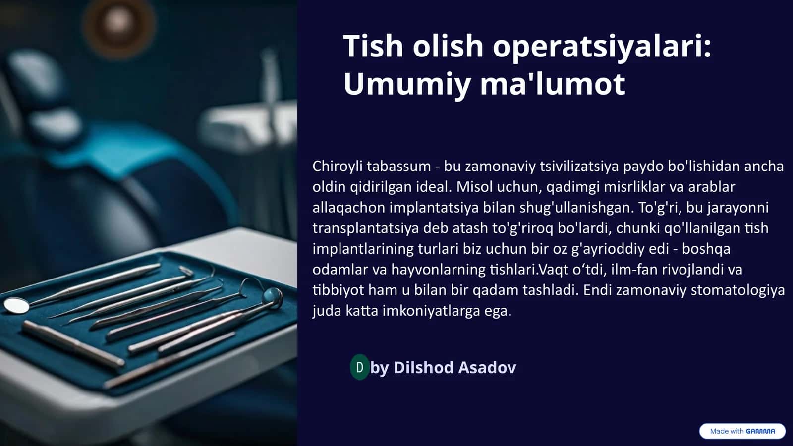 Tish olish operatsiyalari: Umumiy ma'lumot 1