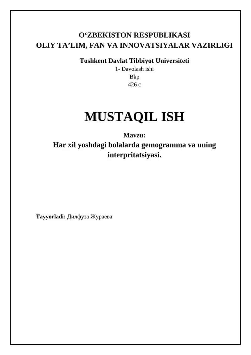Har xil yoshdagi bolalarda gemogramma va uning interpritatsiyasi 1
