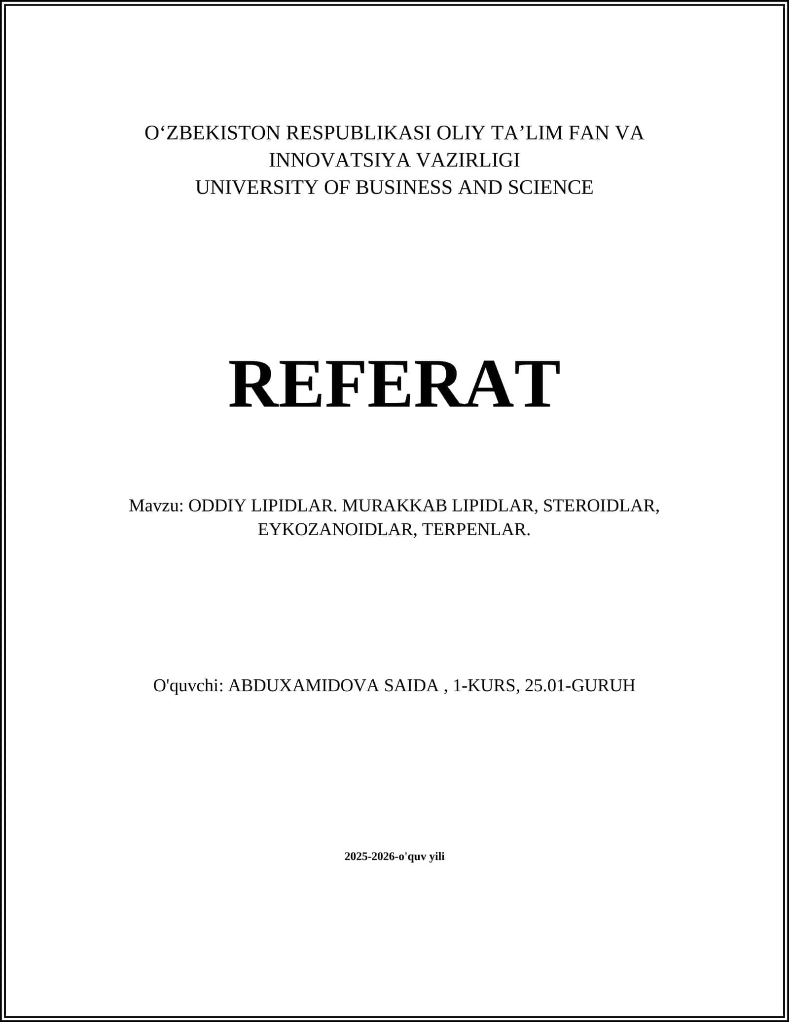 Oddiy lipidlar 1