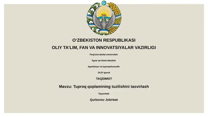 Tuproq qoplamining tuzilishini tasvirlash 1