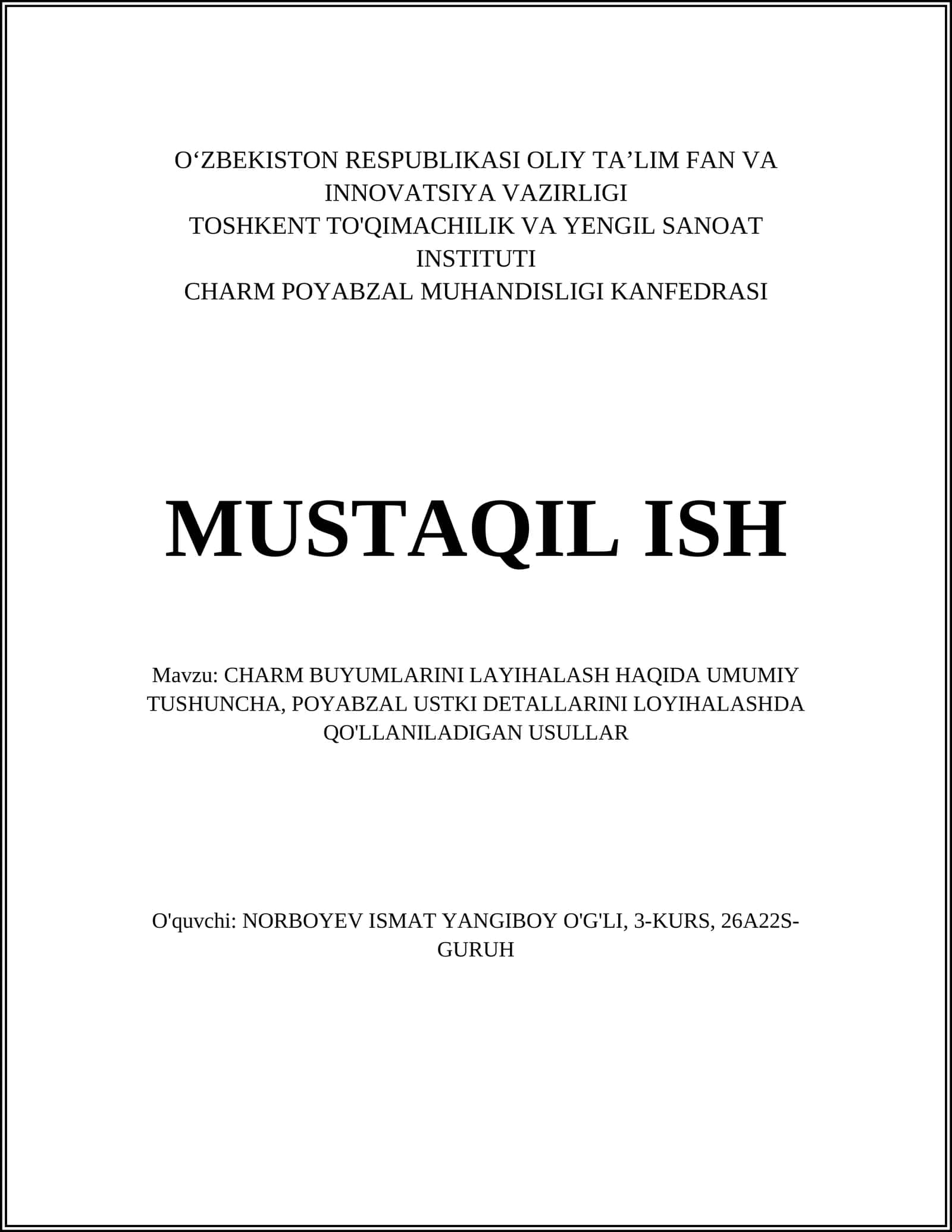 CHARM BUYUMLARINI LAYIHALASH HAQIDA UMUMIY TUSHUNCHA 1