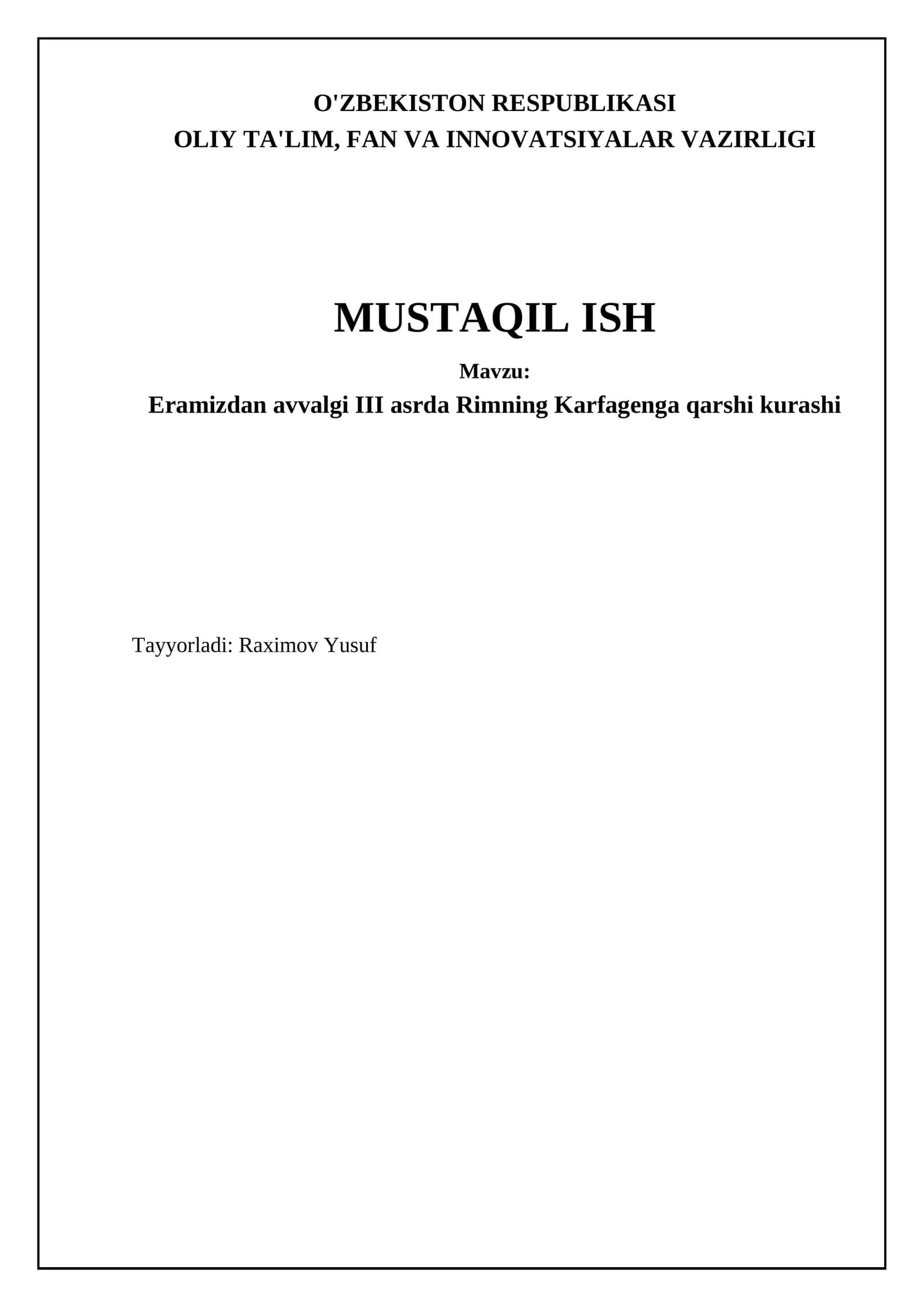 Eramizdan avvalgi III asrda Rimning Karfagenga qarshi kurashi 1