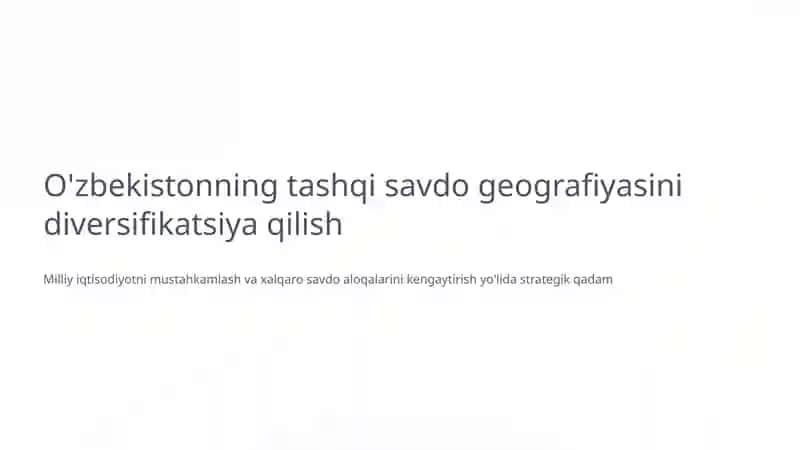 Tashqi Savdo Geografiyasi Diversifikatsiyasi