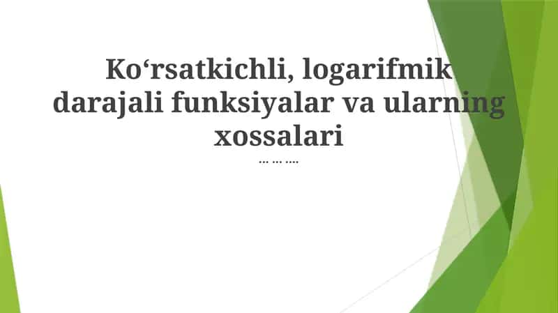 Logarifmik Funktsiyalar 1