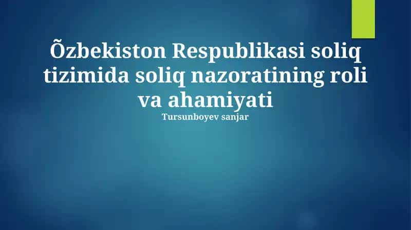 Soliq nazorati sohasidagi muammolar va ularni hal etish yo'llari 1