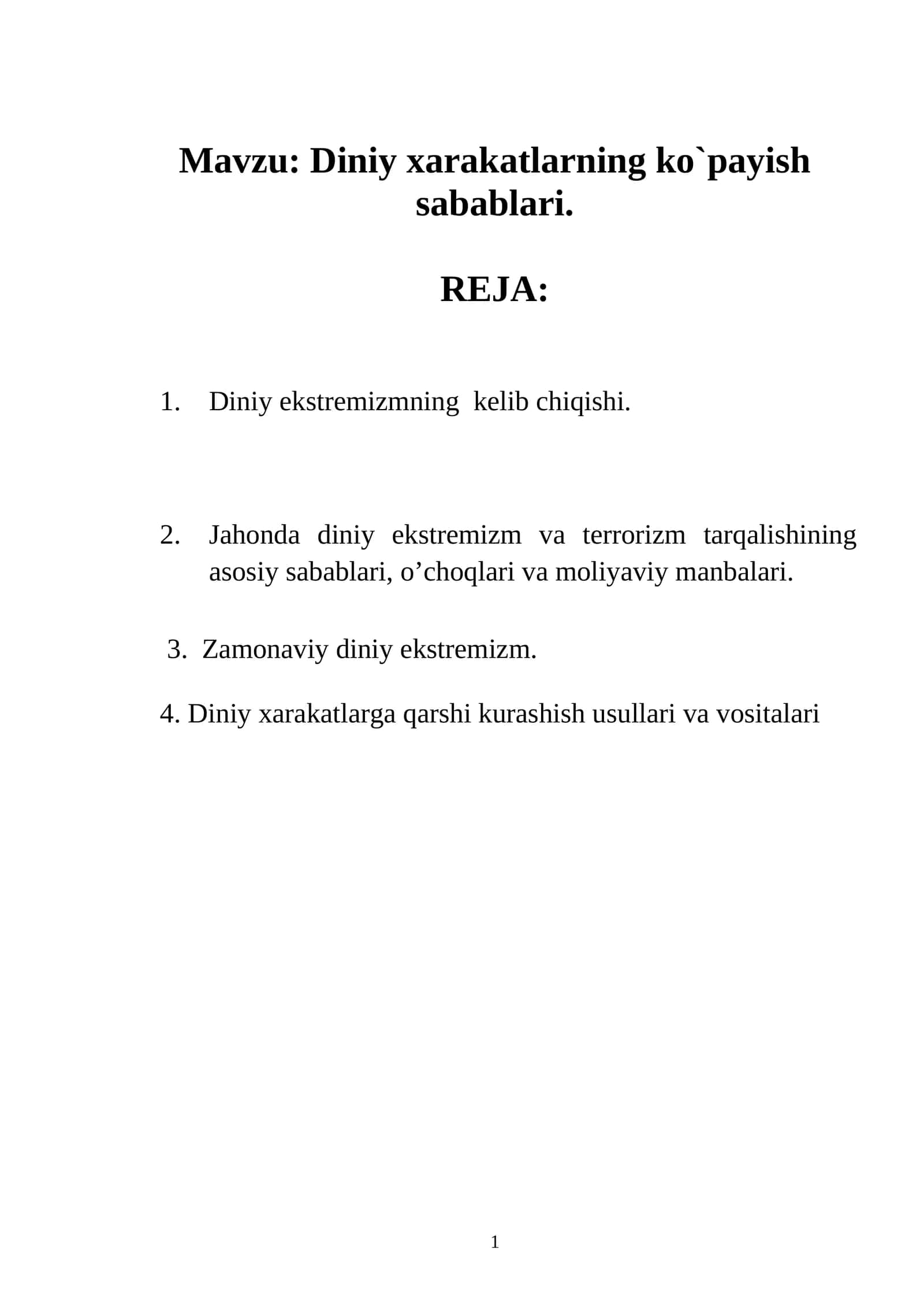 Diniy xarakatlarning ko`payish sabablari 1