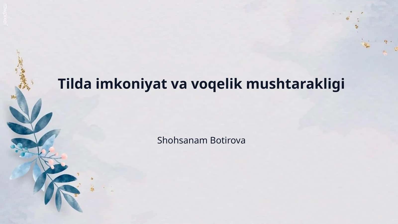Tilda imkoniyat va voqelik mushtarakligi 1
