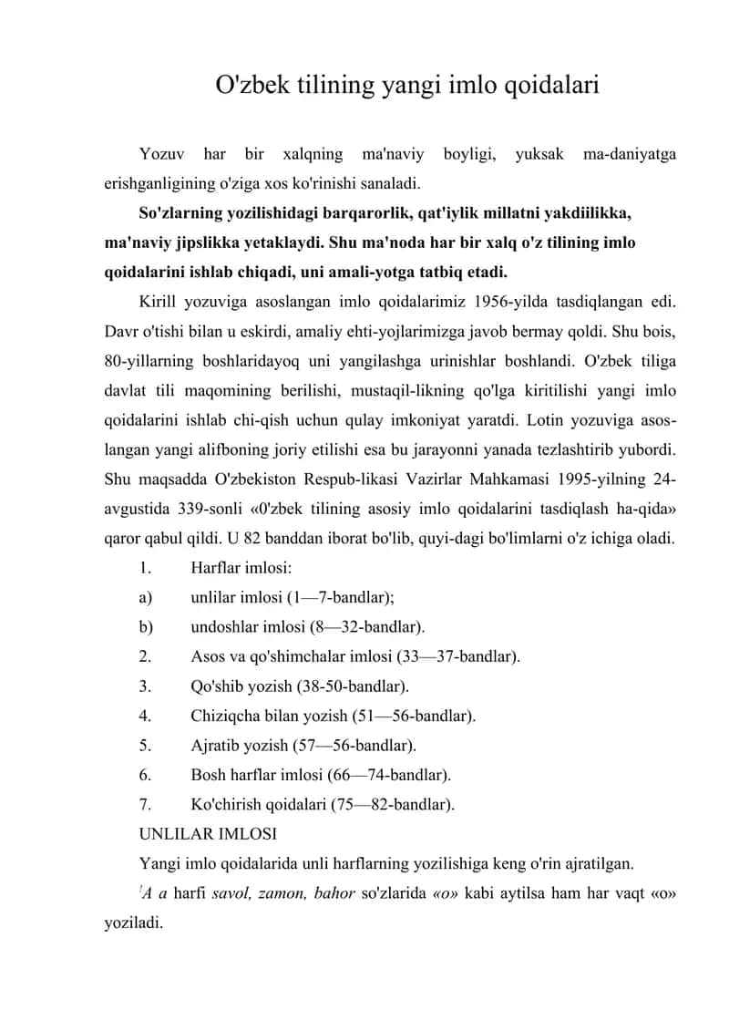 O'zbek tilining yangi imlo qoidalari 1