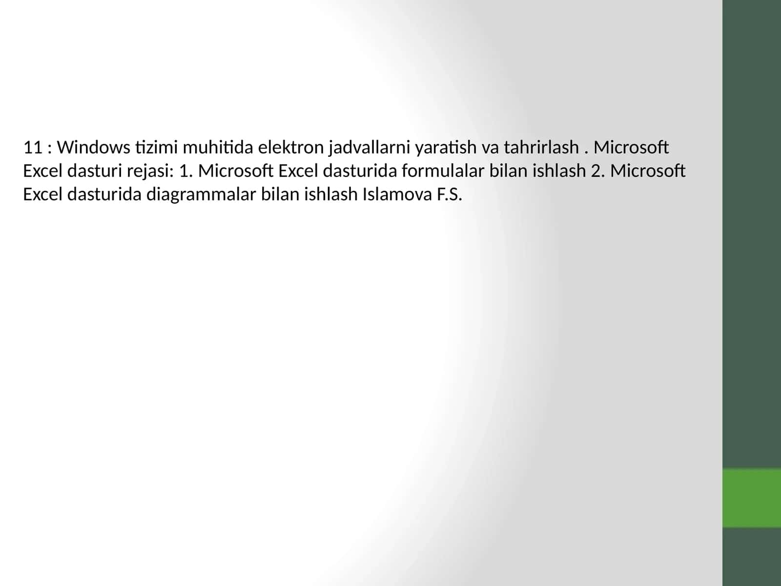 Microsoft Excel dasturi 1