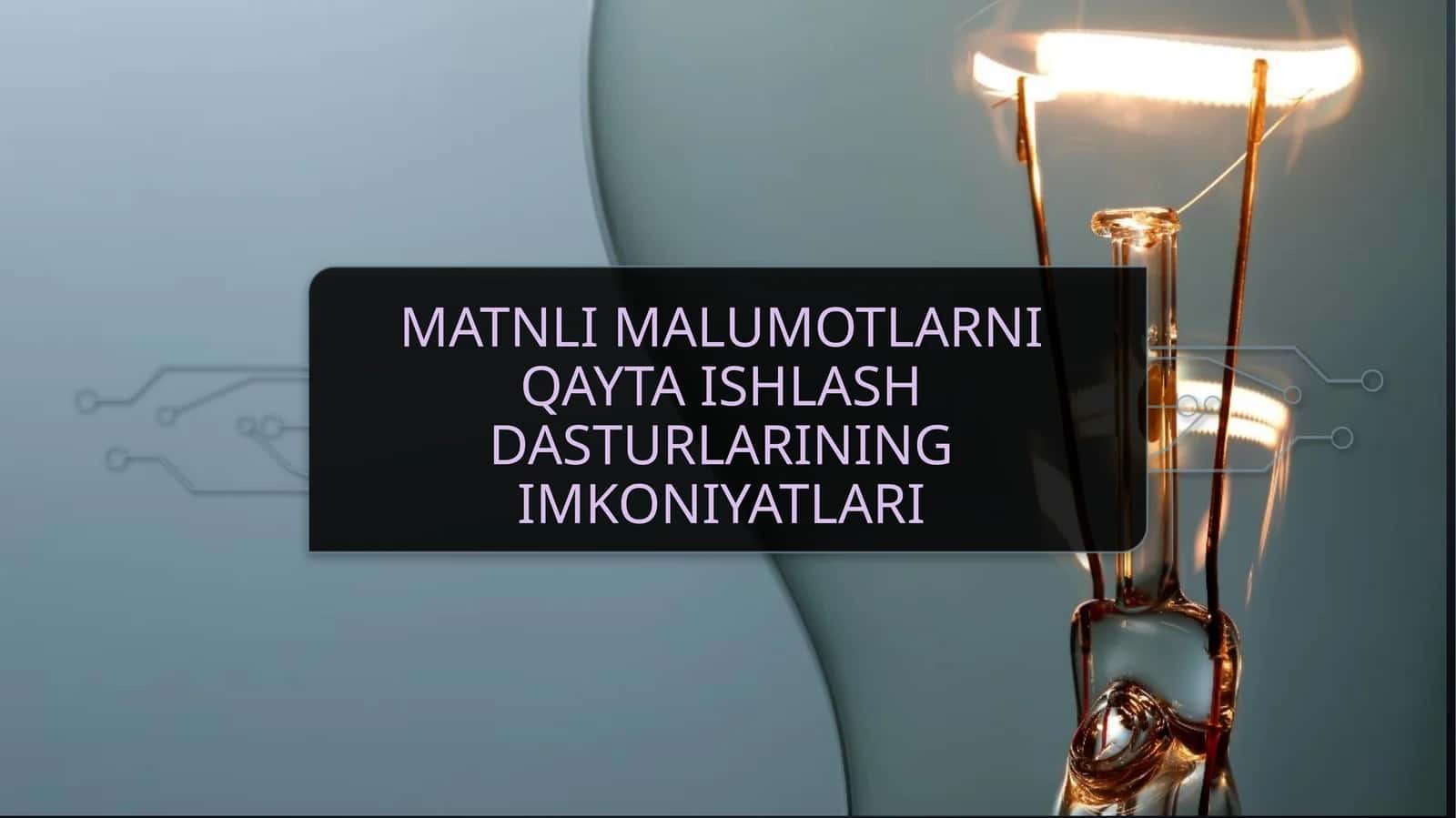 MATNLI MALUMOTLARNI QAYTA ISHLASH DASTURLARINING IMKONIYATLARI 1