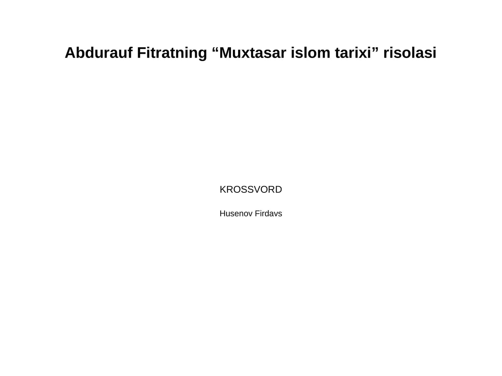 Abdurauf Fitratning “Muxtasar islom tarixi” risolasi 1