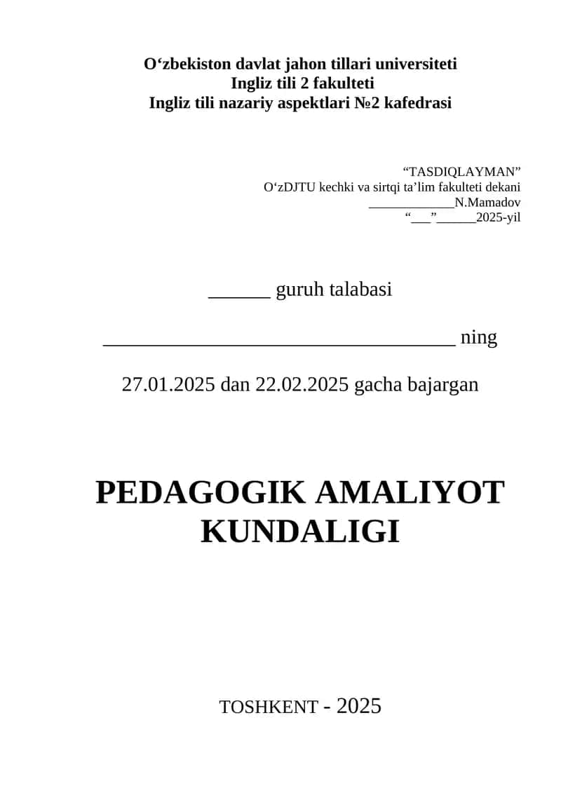 PEDAGOGIK AMALIYOT KUNDALIGI 1