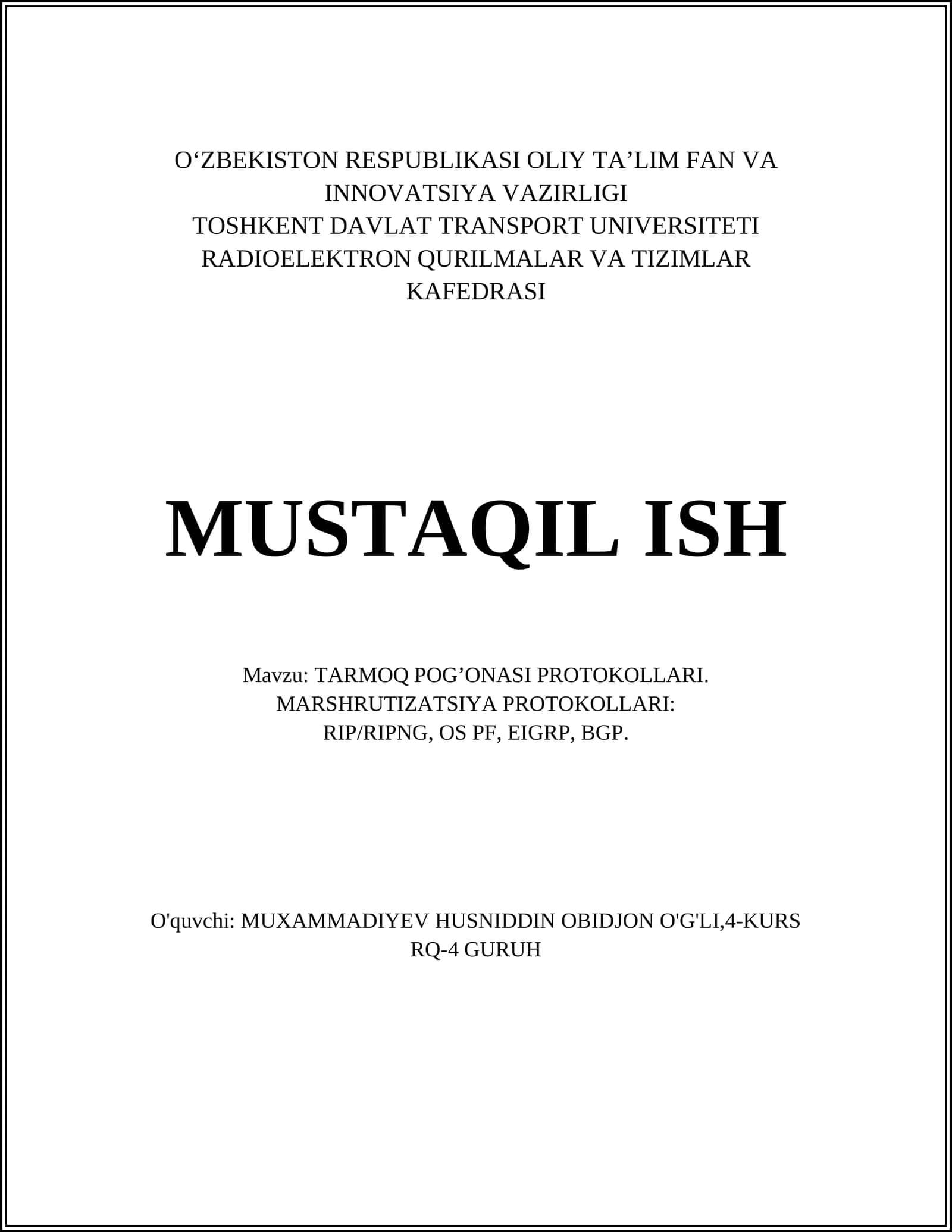TARMOQ POG’ONASI PROTOKOLLARI 1