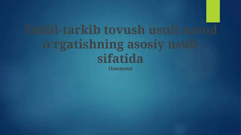Ovozlarni Tahlil Qilish Bosqichlari 1