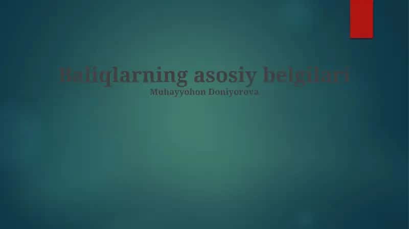 Baliqlarning asosiy belgilari 1
