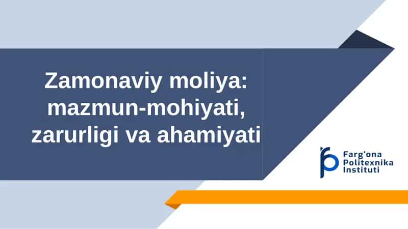 Zamonaviy moliya 1