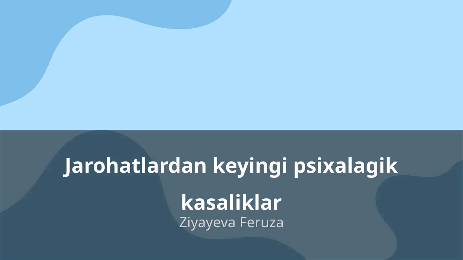 Jarohatlardan keyingi psixalagik kasaliklar 1