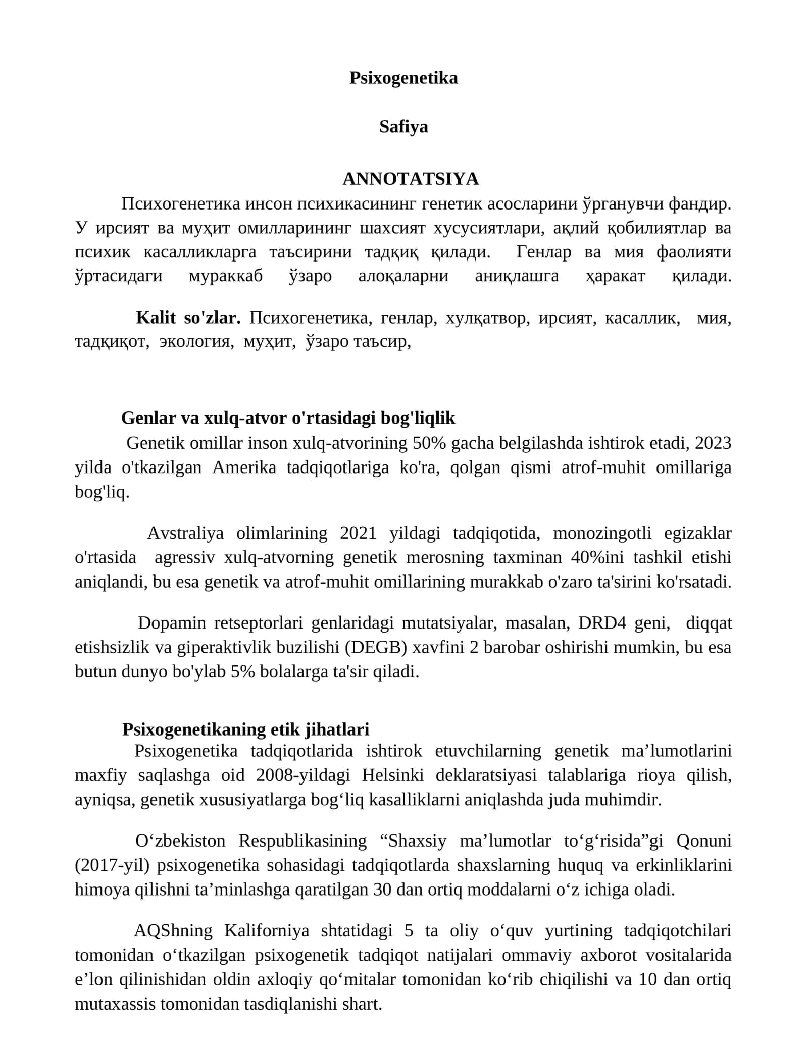 Psixogenetika 1